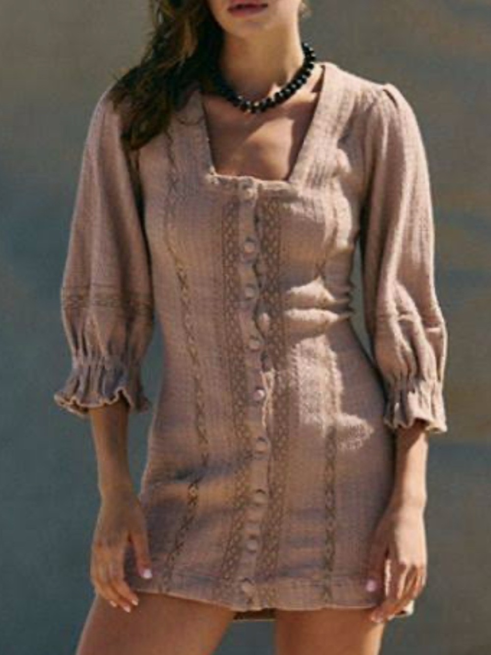 Free People free-est Jules Mini Dress Cocoa Mousse Tan XS Boho Knit